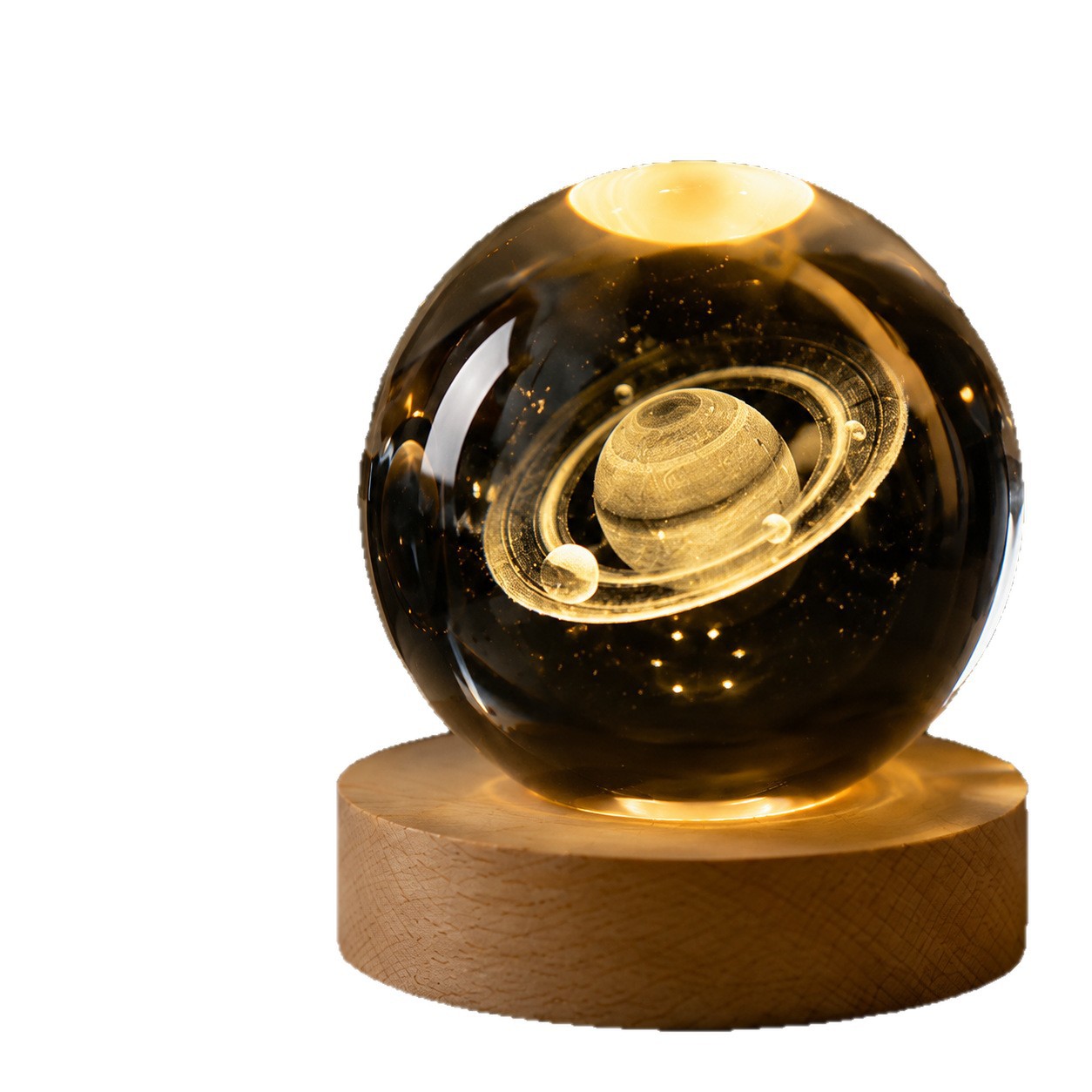3D Laser-Engraved Crystal Ball Night Light, Smart Led Warm Light Creative Gift, Dreamy Starry Sky Ornament, Bedroom Decoration Overview